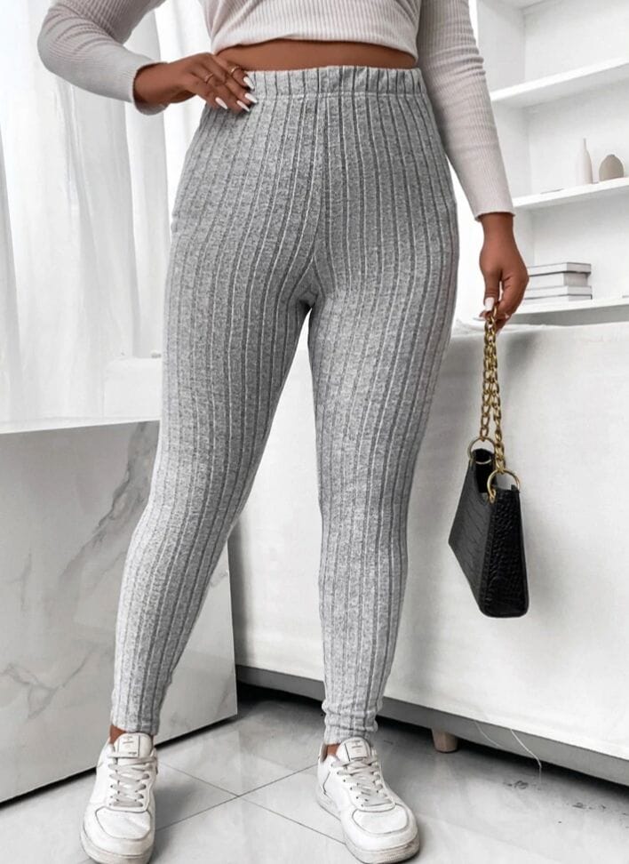 Calza gris canalé Plus size