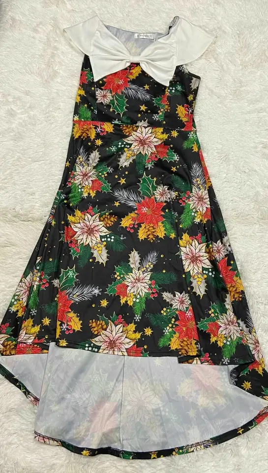 Vestido navideño con moña