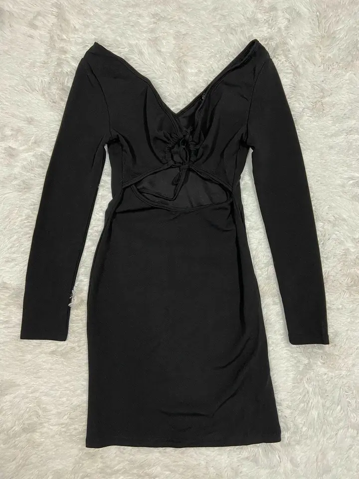 Vestido negro atado enfrente SHEIN