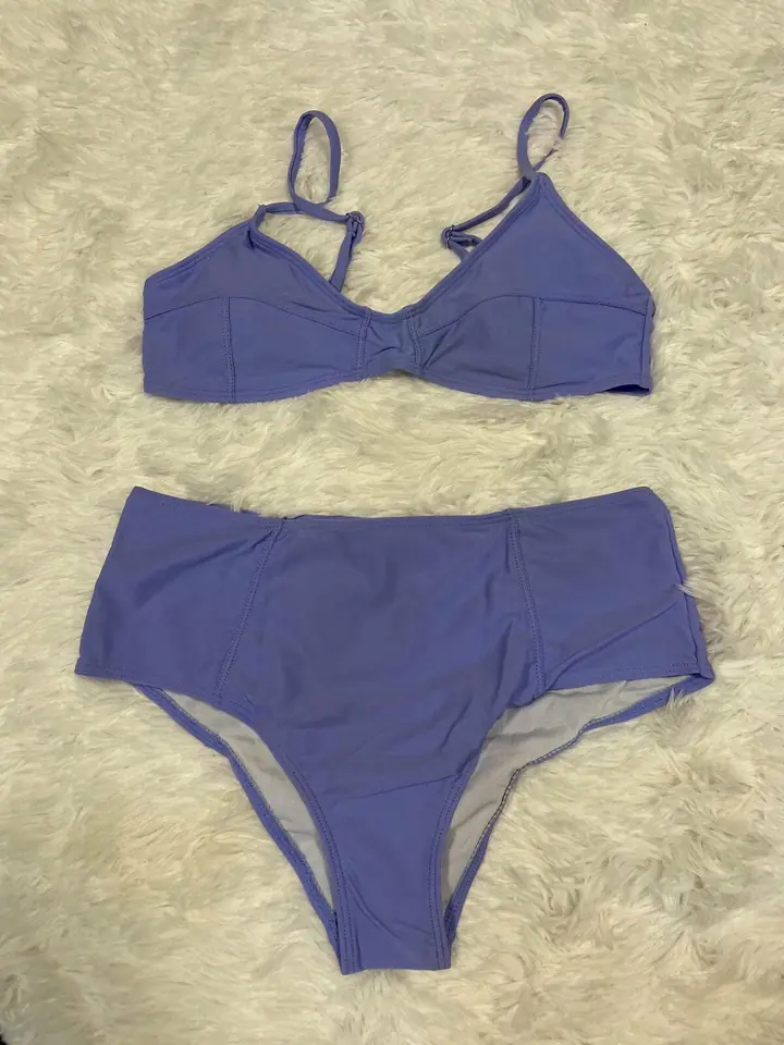 Bikini malla morada tiro alto