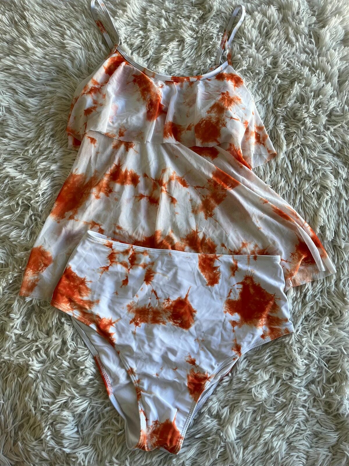 Tankini blanco tie dye anaranjado