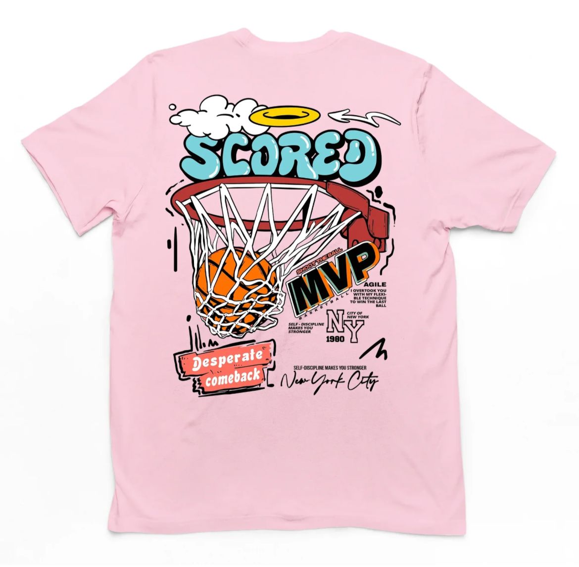 Remera rosa scored basketball