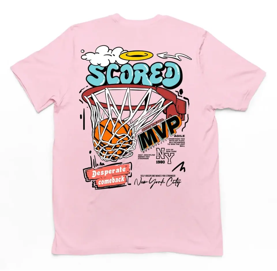 Remera rosa scored basketball