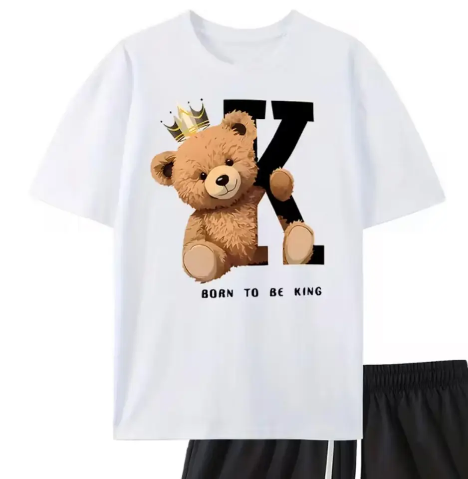 Remera blanca diseño oso K