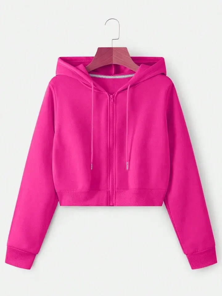 Campera crop top fucsia