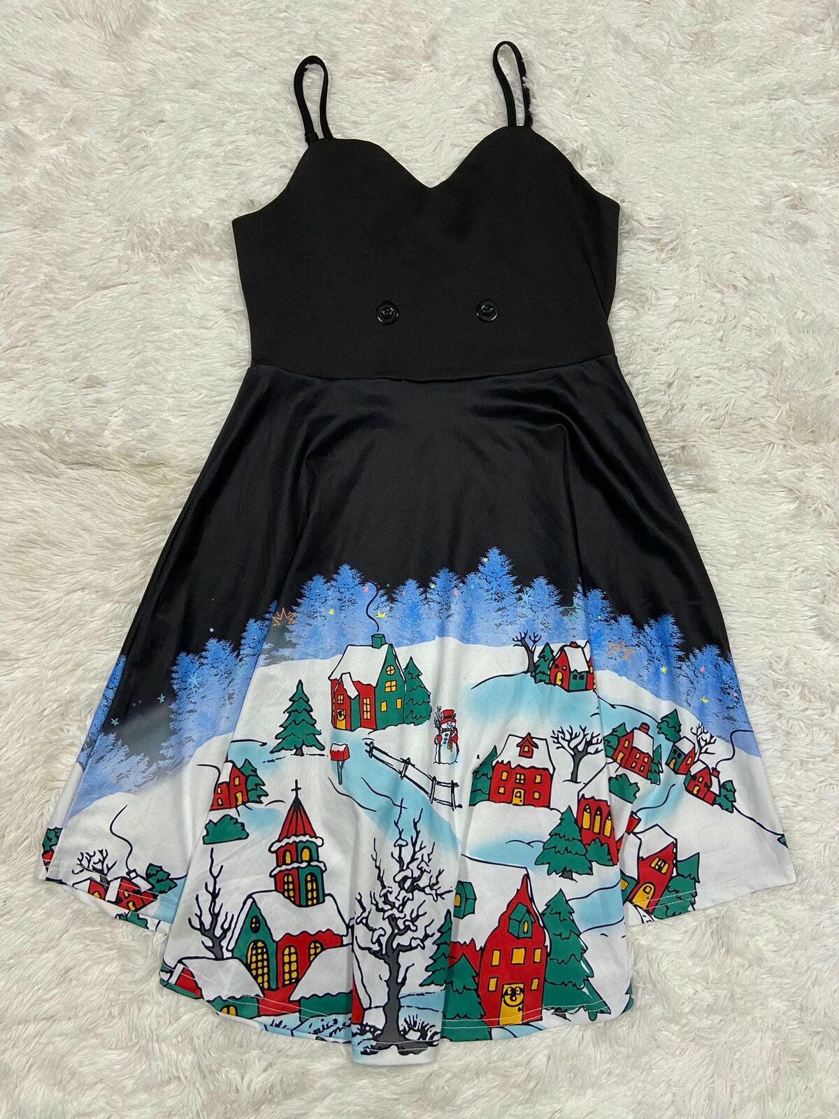 Vestido navideño negro con diseño