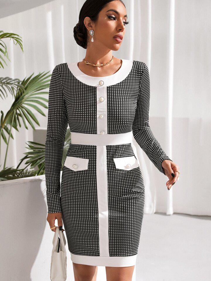 Vestido a cuadros con botones