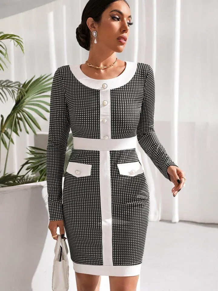 Vestido a cuadros con botones