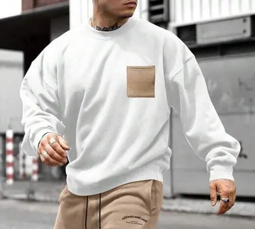 Buzo blanco bolsillo beige