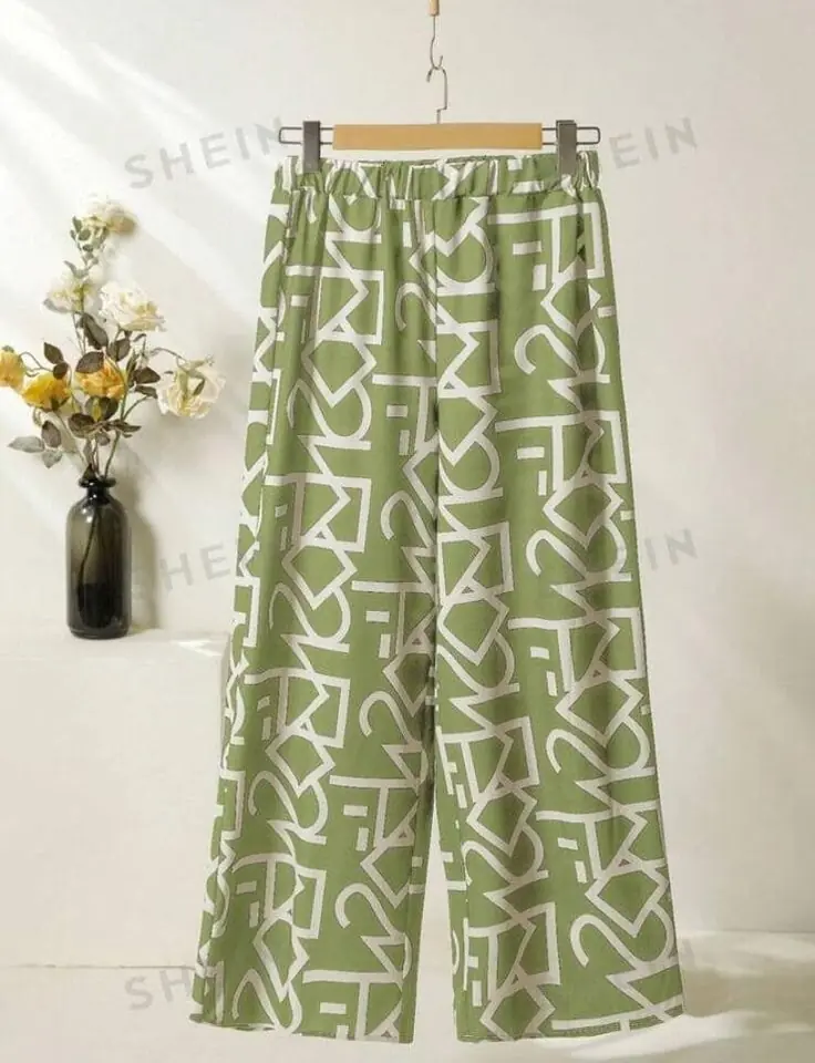 Palazo verde diseños blancos