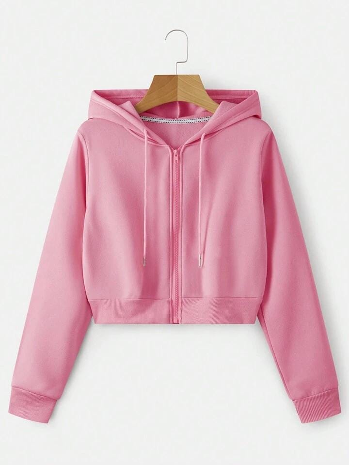 Campera rosa crop top