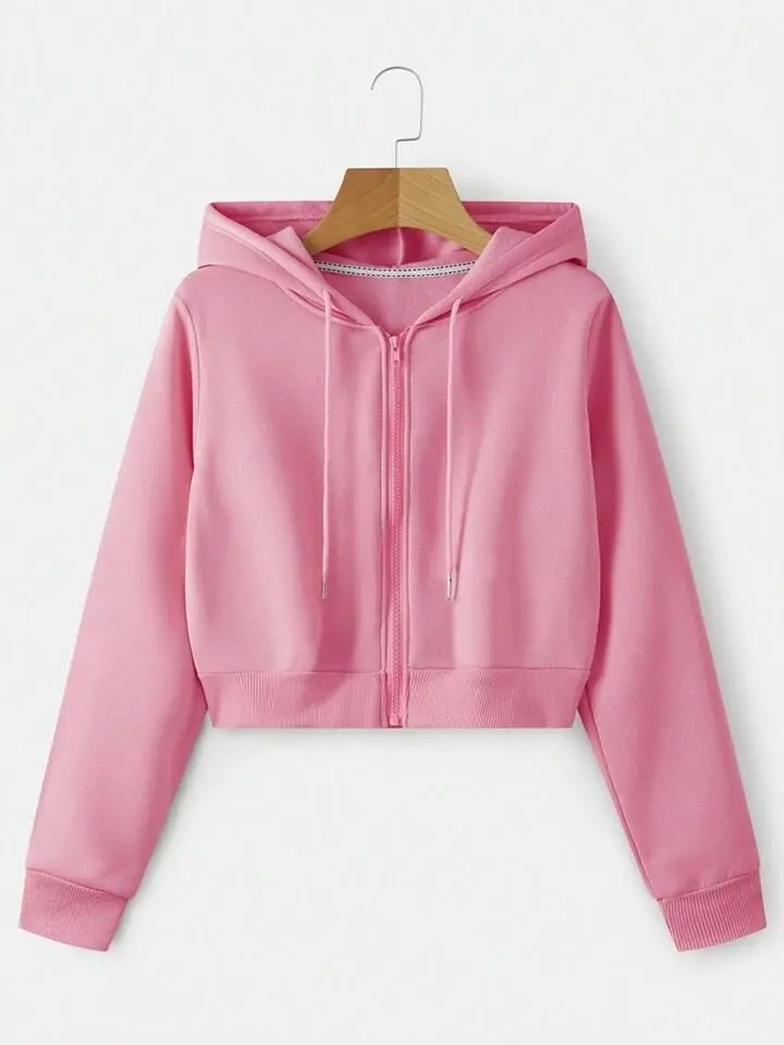 Campera rosa crop top