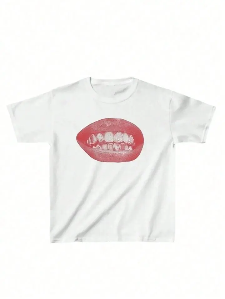 Remeron blanco diseño boca roja