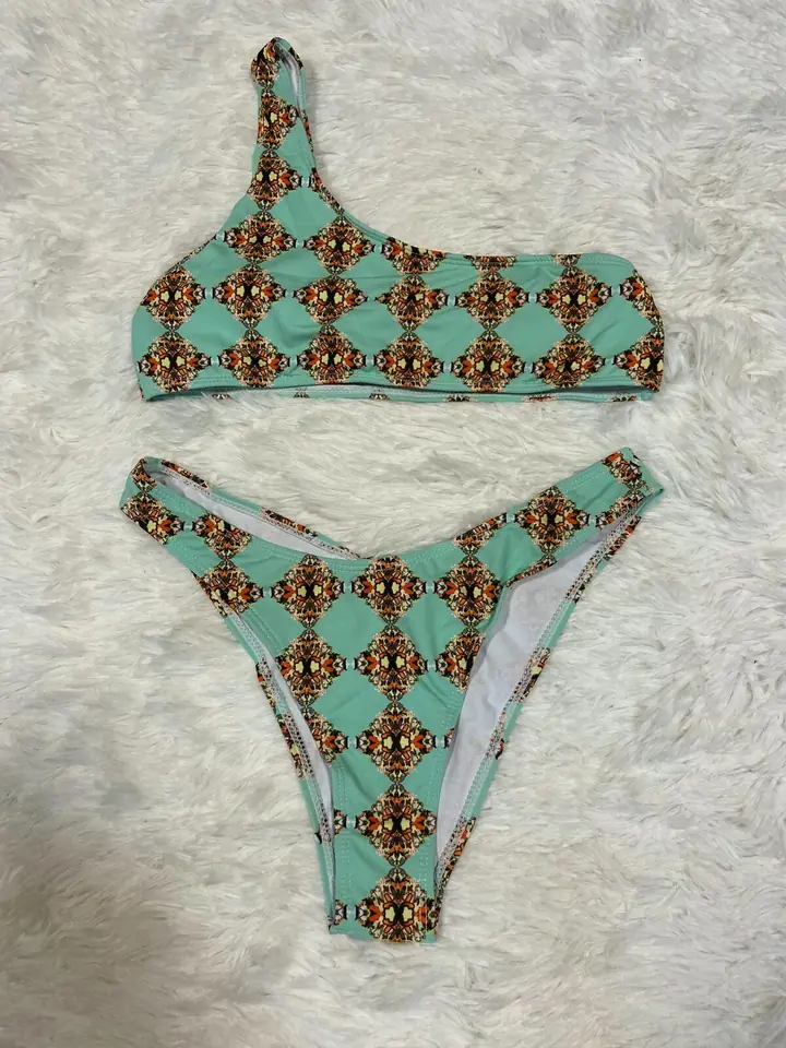 Bikini malla verde agua diseño
