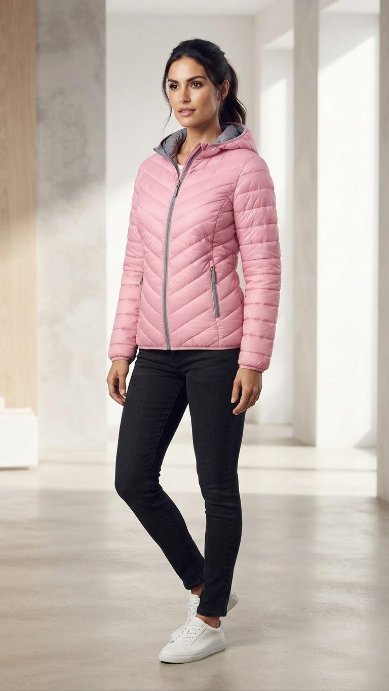 Campera rosa inflada