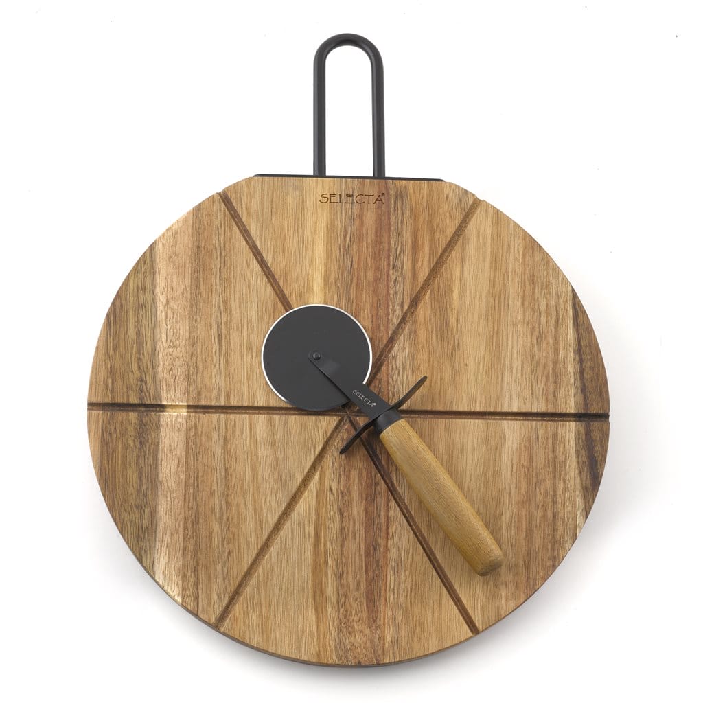 TABLA MADERA CON CORTADOR PIZZA