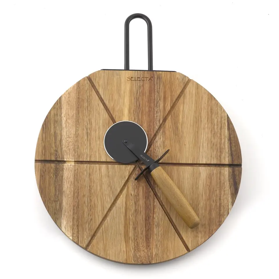 TABLA MADERA CON CORTADOR PIZZA