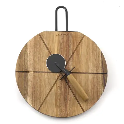 TABLA MADERA CON CORTADOR PIZZA