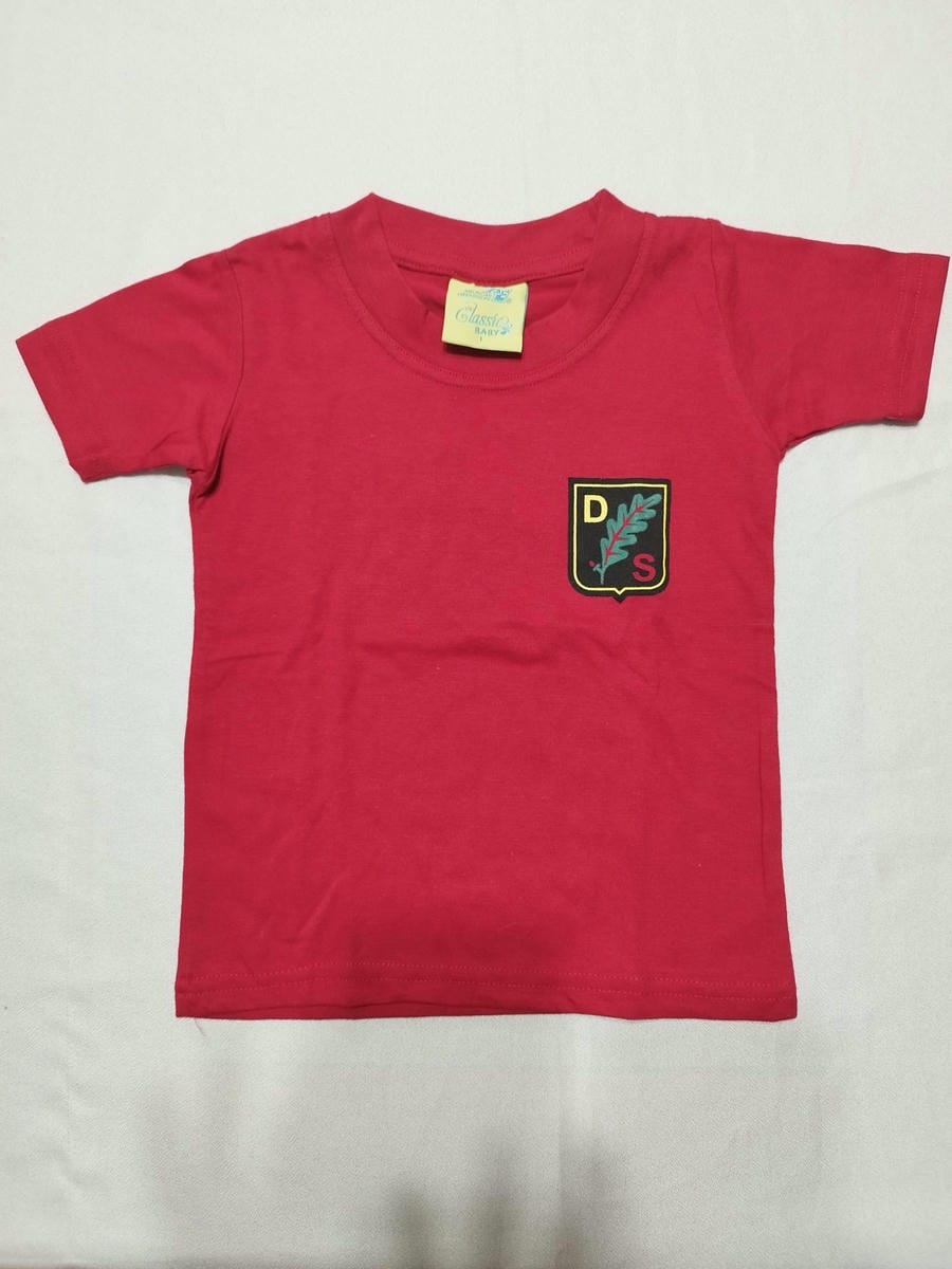 Remera algodón preescolar manga corta Blanca/Roja