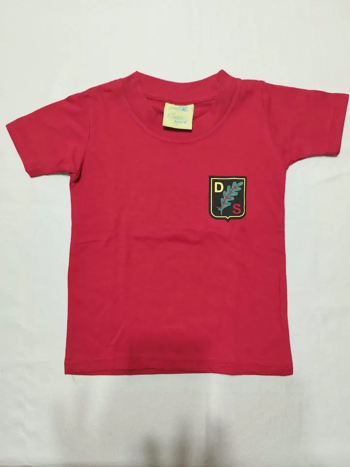 Remera algodón preescolar manga corta Blanca/Roja