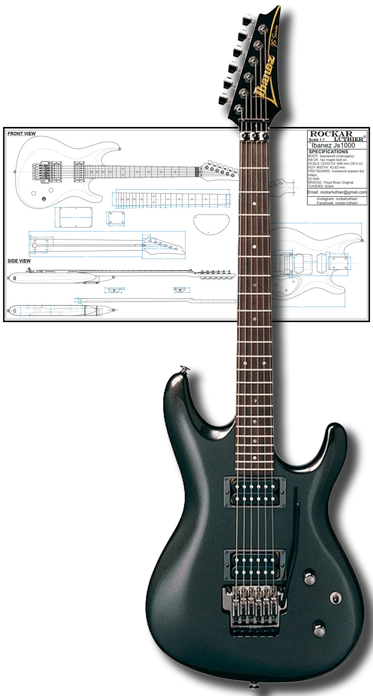 Plans/Blueprints for luthier, Style Ibanez JS1000 guitar