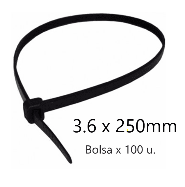 Precinto UV negro 3,6 mm × 250 mm