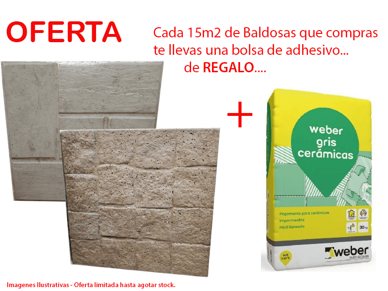 OFERTA - 15 m2 de Baldosas + 1 Adhesivo