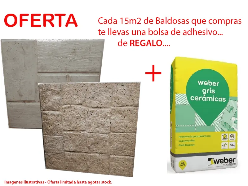 OFERTA - 15 m2 de Baldosas + 1 Adhesivo
