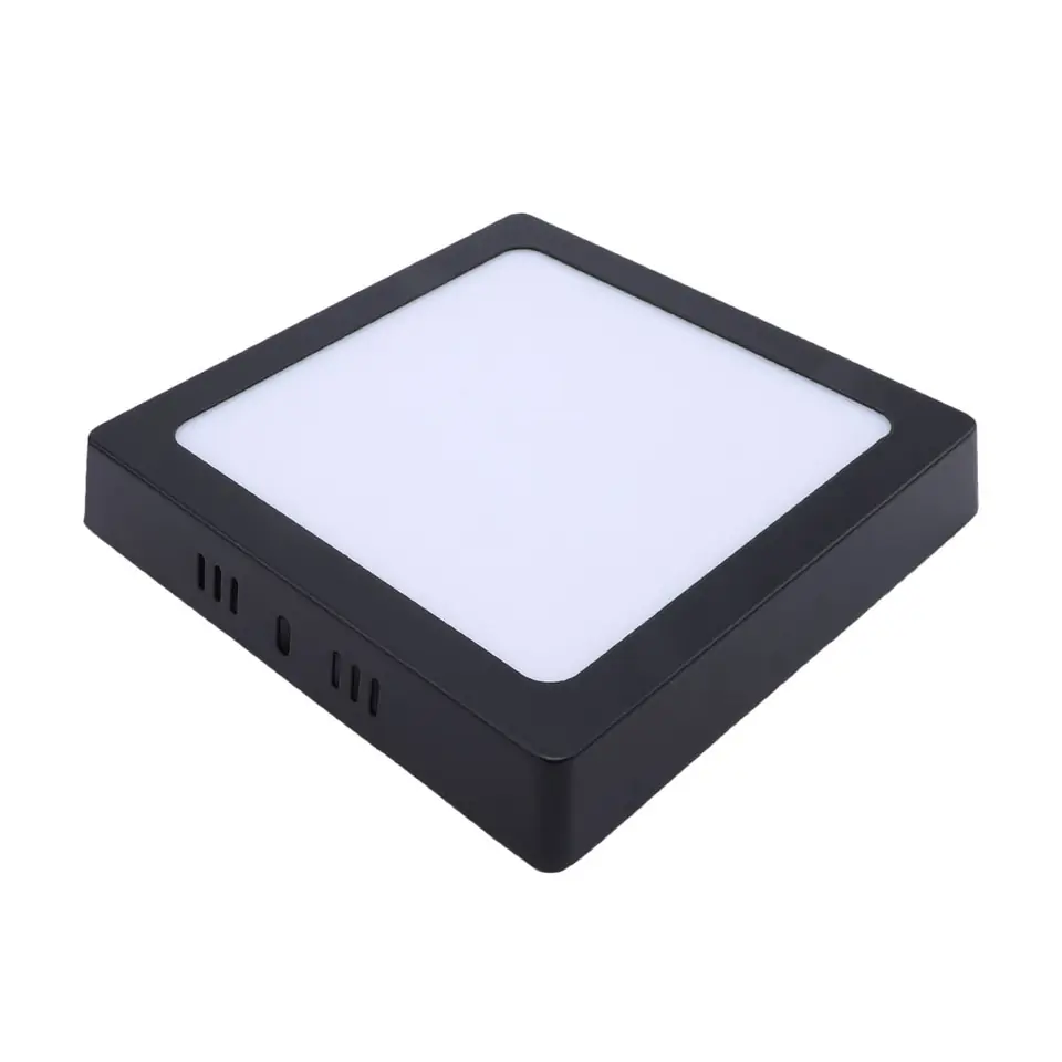 Plafón LED cuadrado 18 W Negro - Luz fría