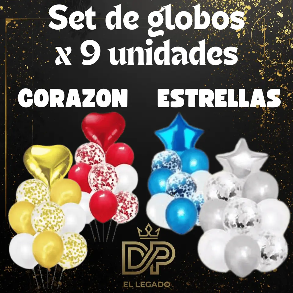 Set globos x 9 piezas Estrella - Rojo