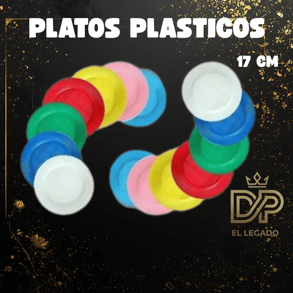 Platos Plàsticos Naranja 17cm - x 50 unidades