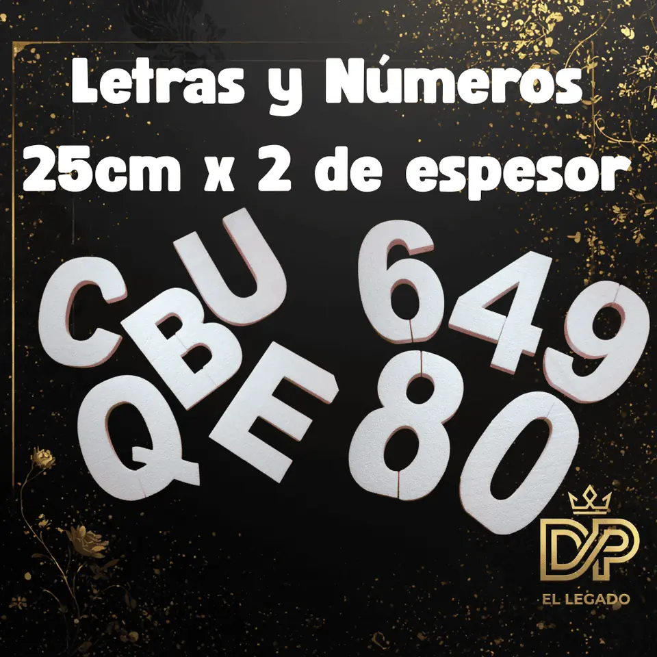 Letras y Números en telgopor crudo 25cmx2cm