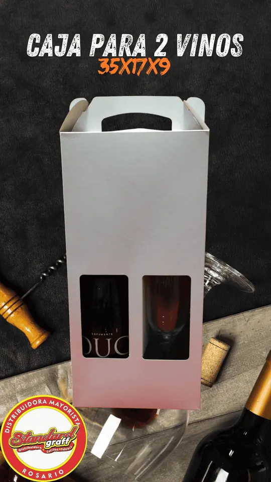 Caja p/2 vinos blanca 35x17x9 - x5