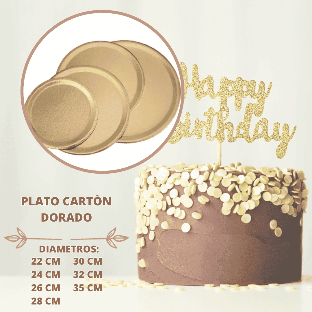 Plato carton dorado 24cm x10u