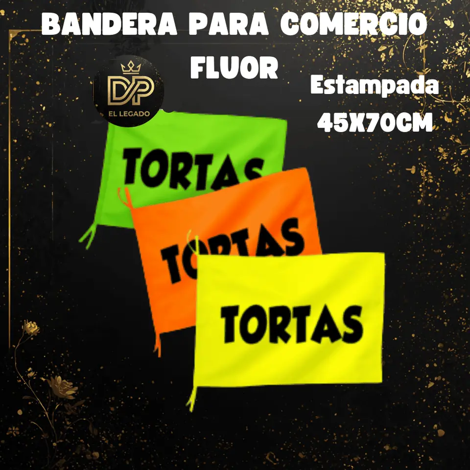 Bandera flùor para comercio estampada 45x70cm (Tortas)