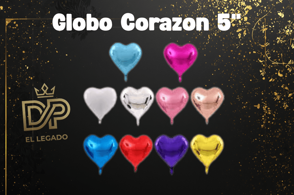 Globo corazón 5" Plateado x5