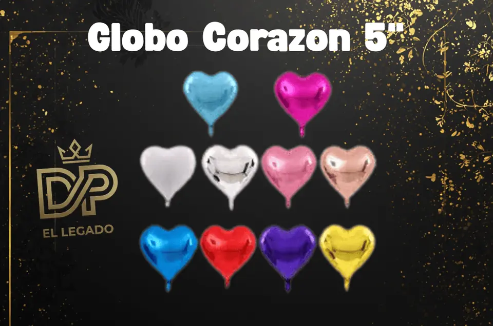 Globo corazón 5" Plateado x5