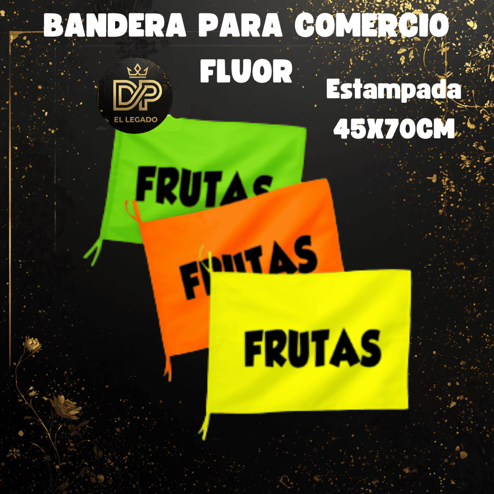 Bandera flùor para comercio estampada 45x70cm (Frutas)