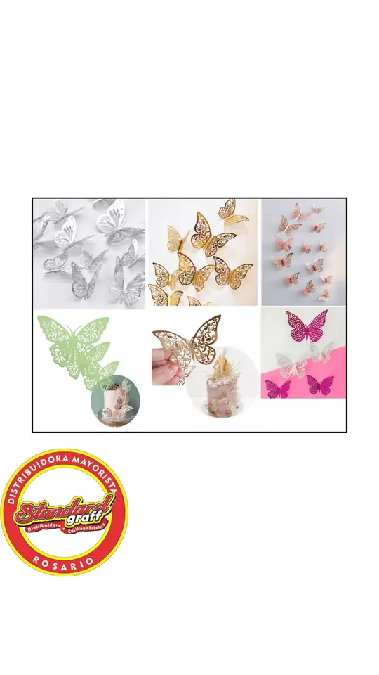 Blister mariposas 3D Negro x 12 unidades