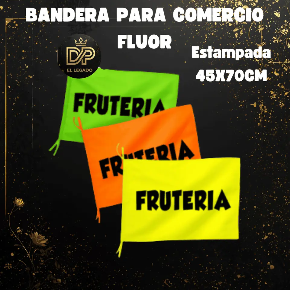 Bandera flùor para comercio estampada 45x70cm (Fruteria)