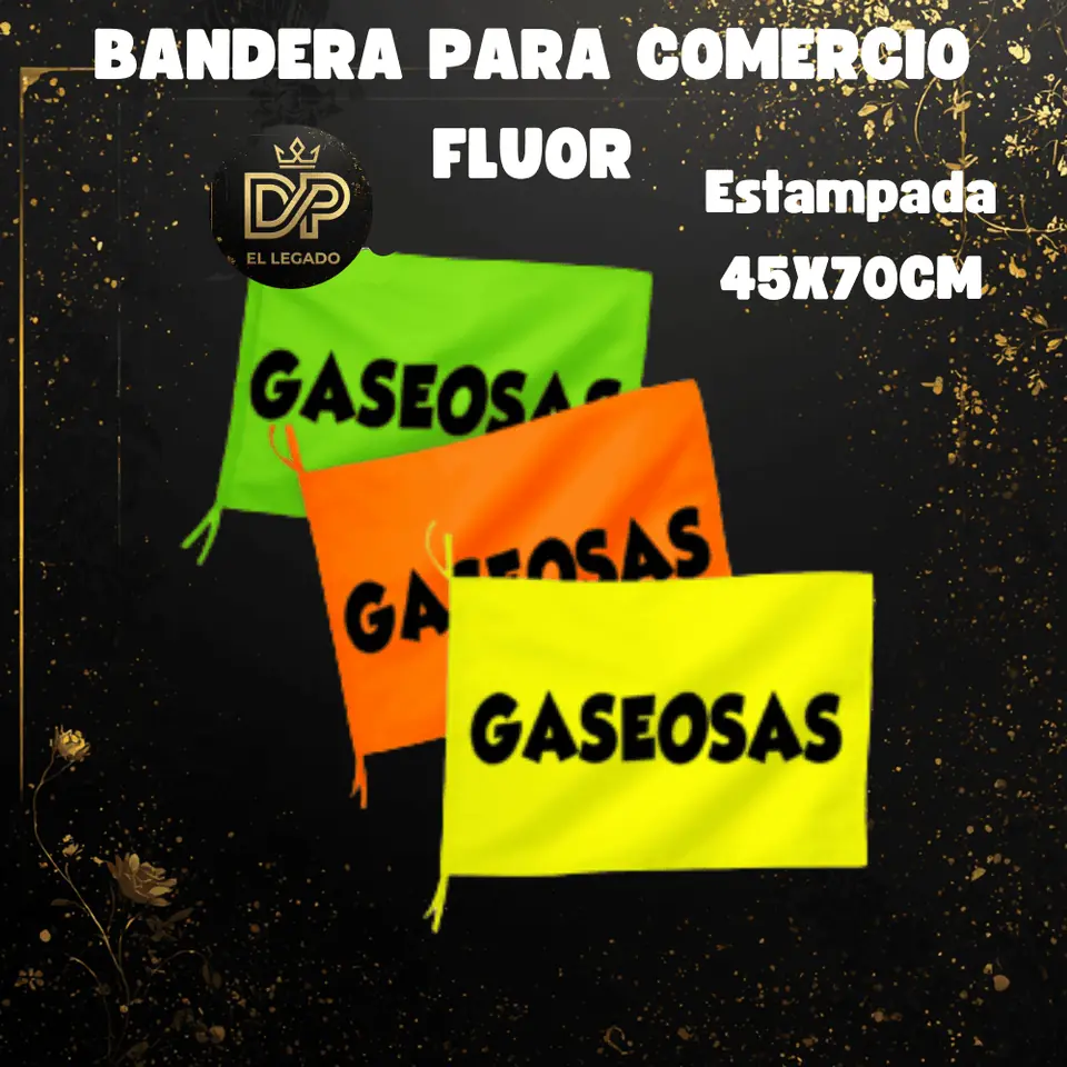 Bandera flùor para comercio estampada 45x70cm (Gaseosas)