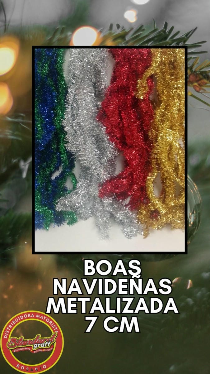 Boa Navideña Metalizada Azul 7cm