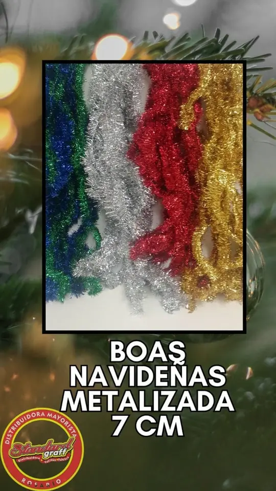 Boa Navideña Metalizada Dorado 7cm