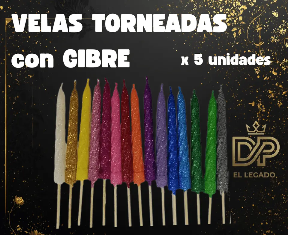 Vela torneada c/ palito x 5 u Gibre Violeta