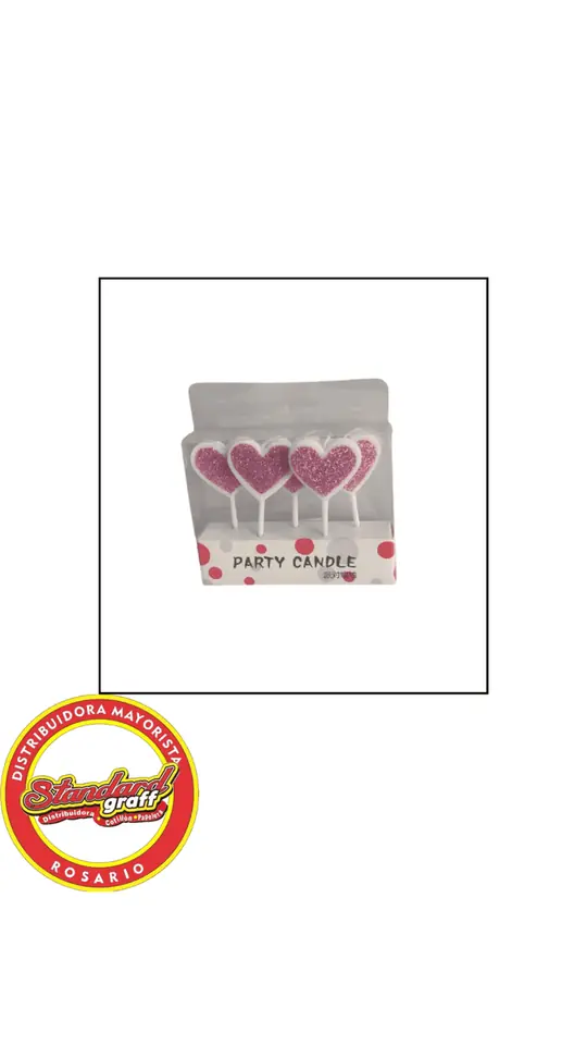 Blister Vela Corazòn 8cm Rosa x 5 unidades