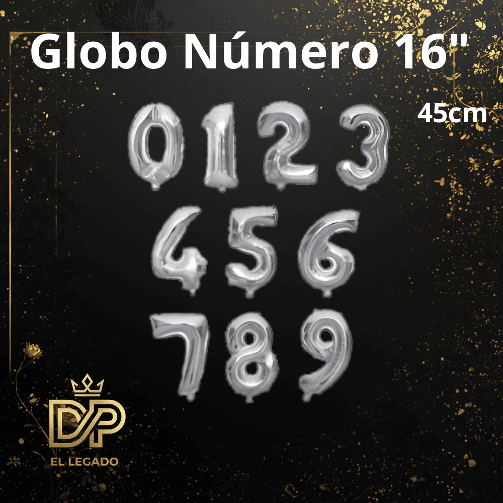 Globo 16" Nùmero 4 Plata x5