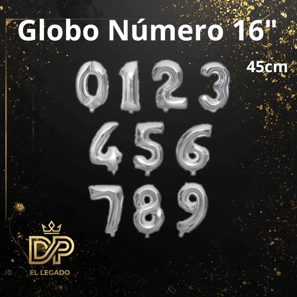 Globo 16" Nùmero 9 Plata x5
