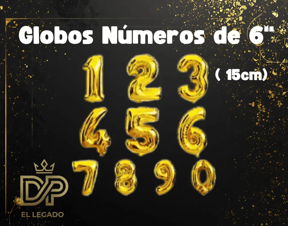Globo 6" Nùmero 8 Dorado x 1 unidad