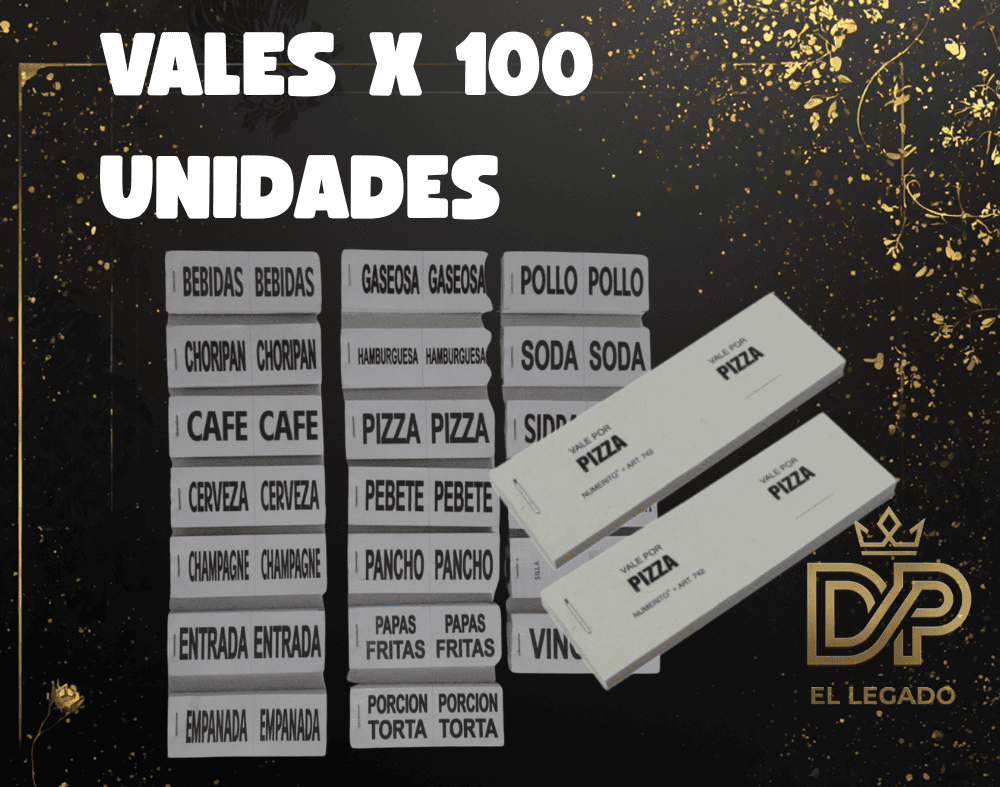 Vales Varios - x 100 unidades