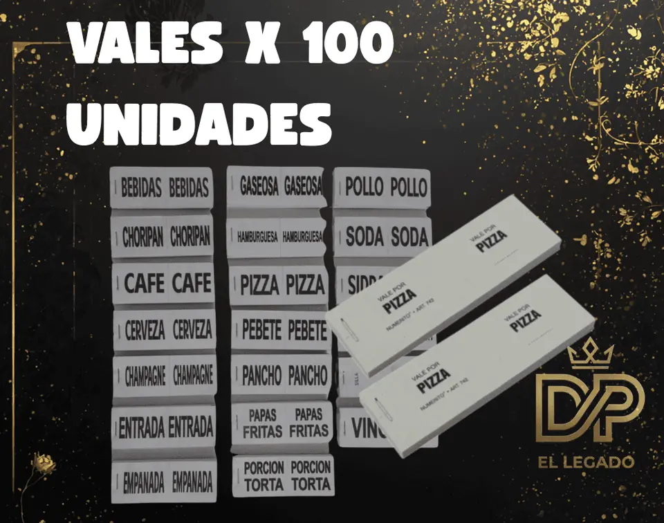 Vales Varios - x 100 unidades